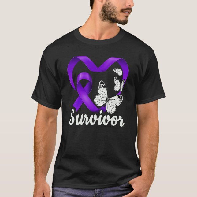 Domestic Violence Survivor purple heart butterflie T-Shirt (Vorderseite)