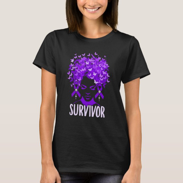 Domestic Violence Women purple butterflies Survivo T-Shirt (Vorderseite)