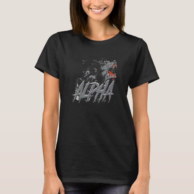 Dominant Predator Alpha Beängstigend Wolf Face Wil T-Shirt (Vorderseite)