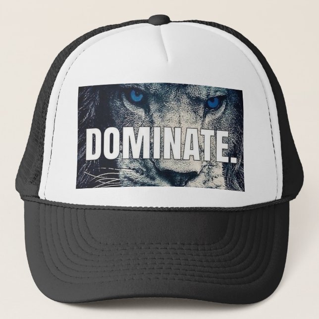 Dominate - Lion Motivierend Truckerkappe (Vorderseite)