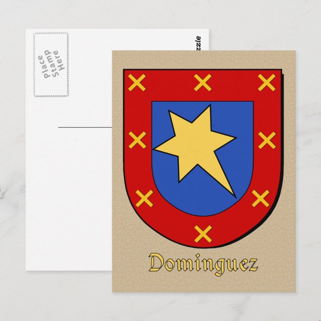 Dominguez Ancestral Heraldic Shield Postkarte (Vorne/Hinten)
