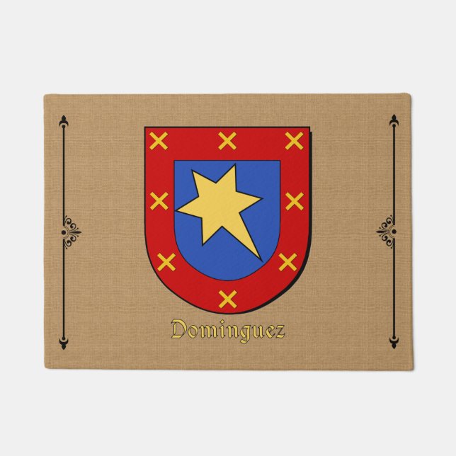 Dominguez Historischer Schild auf Burlap-Muster Fußmatte (Vorderseite)