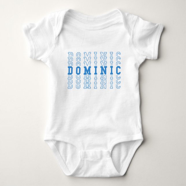 Dominic Blue Personalisiert Repeat Name Baby Strampler (Vorderseite)