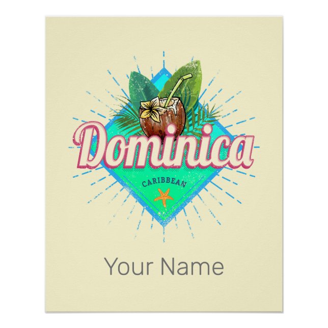 Dominica Caribbean Retro Vacation Vintage Insel Poster (Vorderseite)