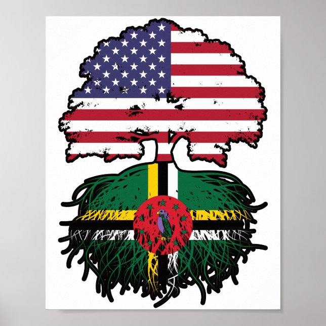 Dominica Dominican American USA Tree Roots Flag Poster (Vorne)