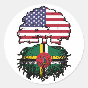 Dominica Dominican American USA Tree Roots Flag Runder Aufkleber