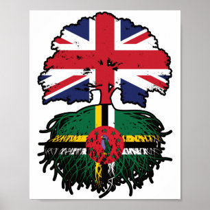 Dominica Dominican British UK Tree Roots Flag Poster