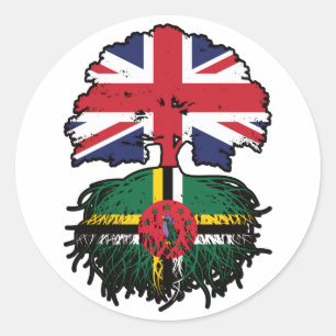 Dominica Dominican British UK Tree Roots Flag Runder Aufkleber