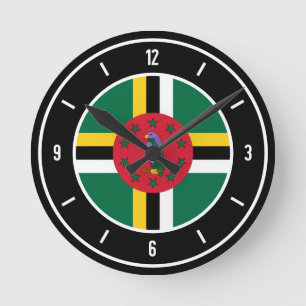 Dominica Flag Elegant Runde Wanduhr