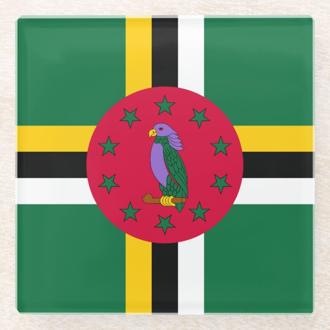 Dominica Flag Glasuntersetzer (Vorderseite)