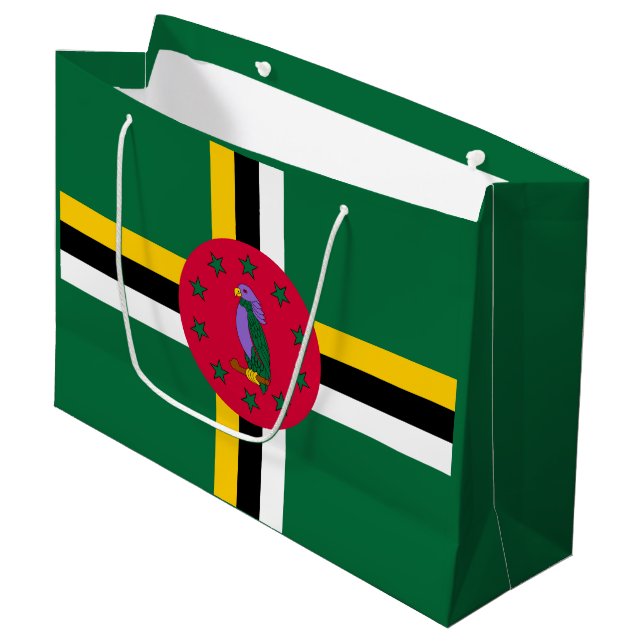 Dominica Flag Große Geschenktüte (Vorderseite Schrägansicht)