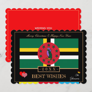 Dominica Flag & Happy New Year/Best Wishings Card Feiertagskarte