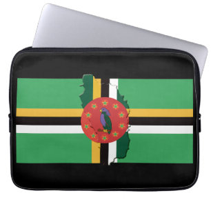 DOMINICA Flag Map Patriotic BLACK Laptopschutzhülle