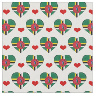 Dominica Flag Red Heart mode Fabric/Dominica Stoff