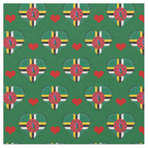 Dominica Flag Red Heart mode Fabric/Dominica Stoff