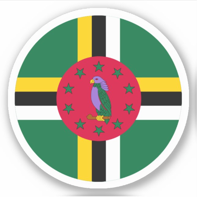 Dominica Flag Round Aufkleber (Vorderseite)