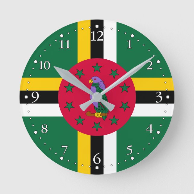 Dominica Flag Runde Wanduhr (Vorderseite)