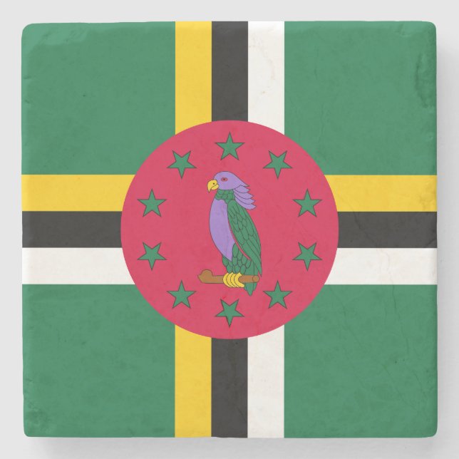 Dominica Flag Steinuntersetzer (Vorderseite)