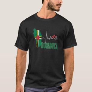 Dominica-Flagge Karte Herzschlag Für dominicanisch T-Shirt