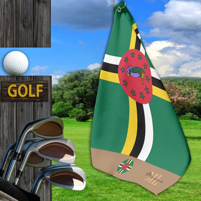 Dominica flagge und Dominica mit Monogramm Golf Ha Golfhandtuch (Von Creator hochgeladen)