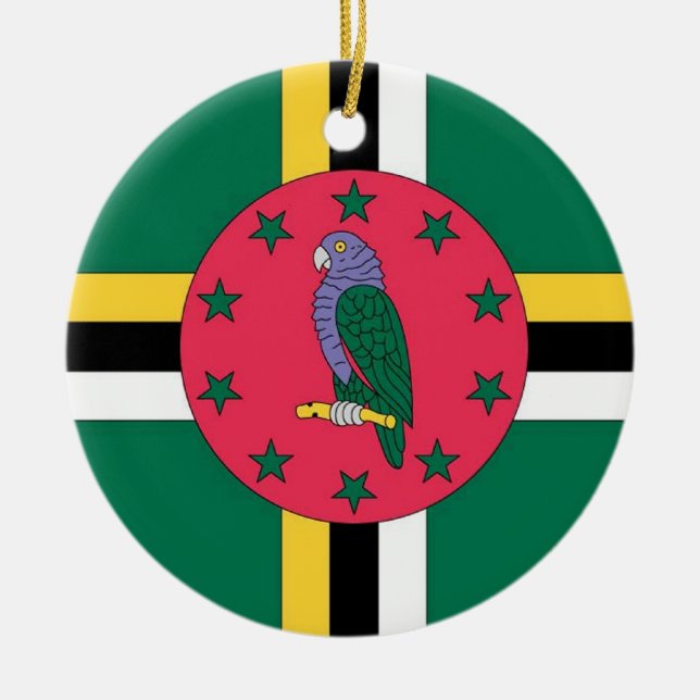 Dominica-Flaggen-Verzierung Keramik Ornament (Vorne)