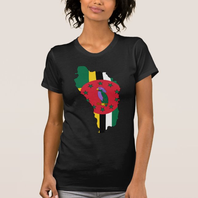 Dominica-Flaggenkarte DM T-Shirt (Vorderseite)