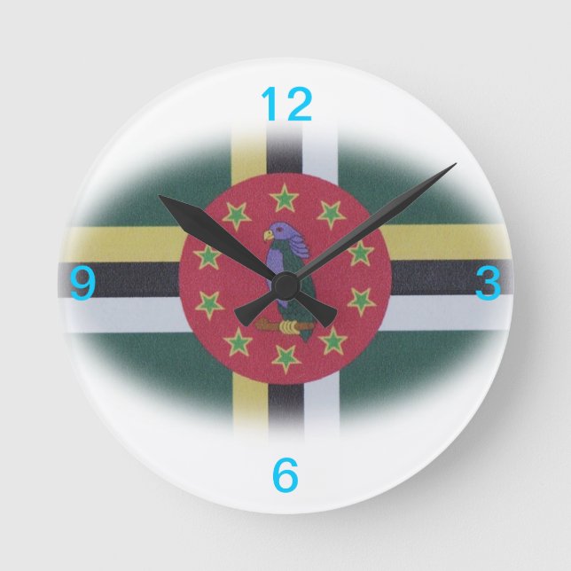 Dominica-Flaggenuhr Runde Wanduhr (Vorderseite)