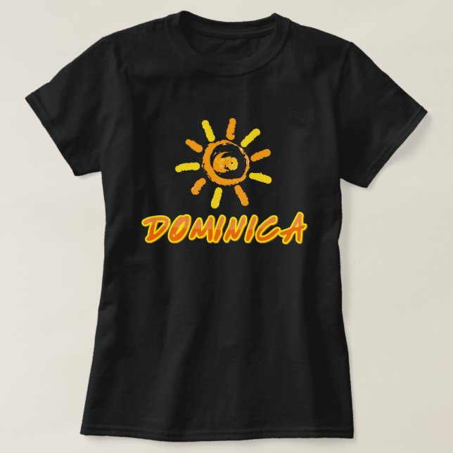 Dominica hellgelb und orange T-Shirt (Design vorne)