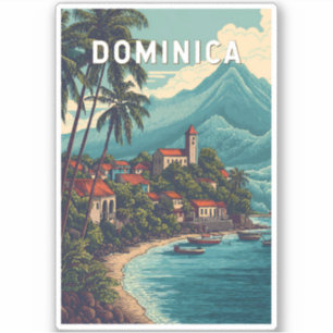 Dominica-Illustration Reise Kunst Vintage Aufkleber