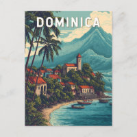 Dominica Illustration Travel Art Vintag