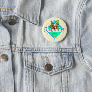 Dominica Karibik Retro Urlaub Vintage Insel Button
