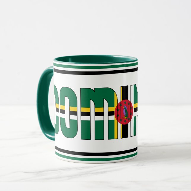 Dominica National Flag Patriotic Kaffee Tasse (Vorderseite Links)
