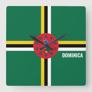 Dominica National Flag Patriotic Quadratische Wanduhr