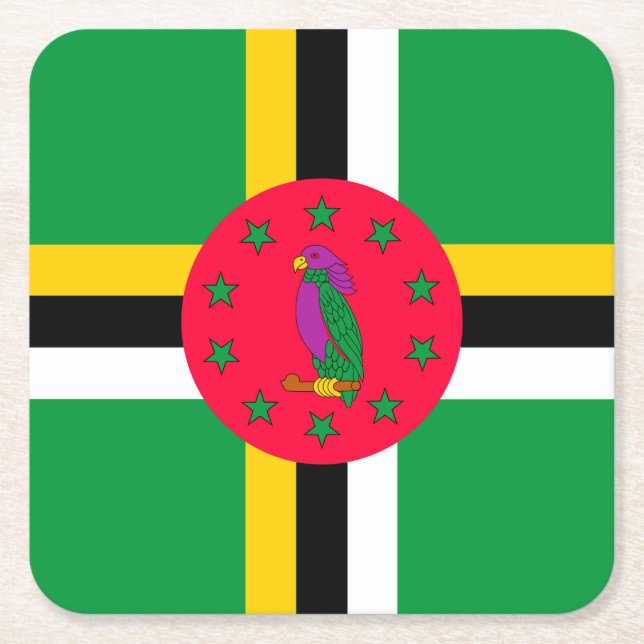 Dominica Rechteckiger Pappuntersetzer (Vorderseite)