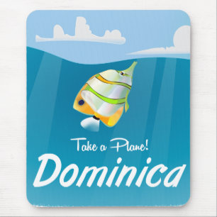 Dominica Retro-Flug-Reiseplakat. Mousepad