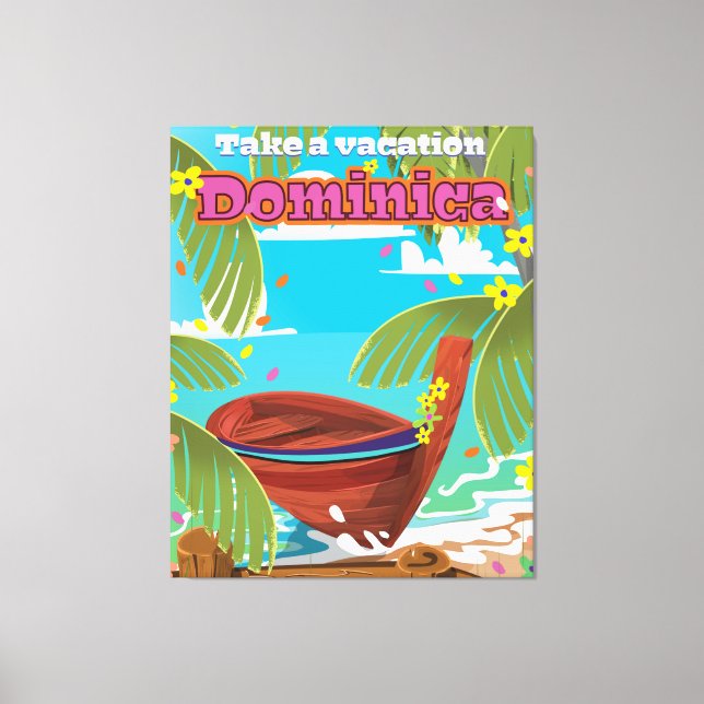 Dominica Retro Reiseplakat. Leinwanddruck (Vorderseite)