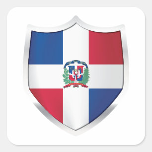 Dominica Silver Shield Flag Quadratischer Aufkleber