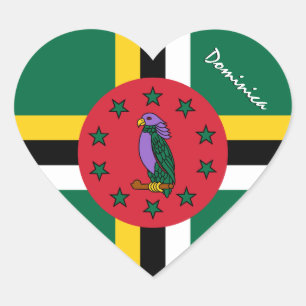 Dominica Sticker, Herz, Patriotic Dominica Flag Herz-Aufkleber