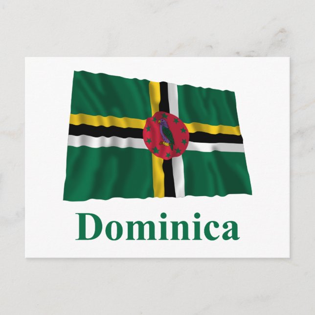 Dominica Wave Flag mit Namen Postkarte (Vorderseite)