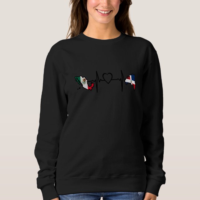 Dominican Mexican Heartbeat Mexico Flag Mixed Heri Sweatshirt (Vorderseite)