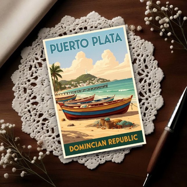 Dominican Republic: 1960s Travel Poster Collection Postkarte (Von Creator hochgeladen)