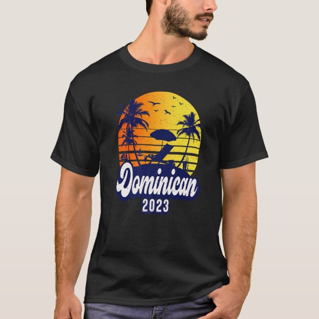 Dominican Republic 2023 Sunset Beach Retro Premium T-Shirt (Vorderseite)