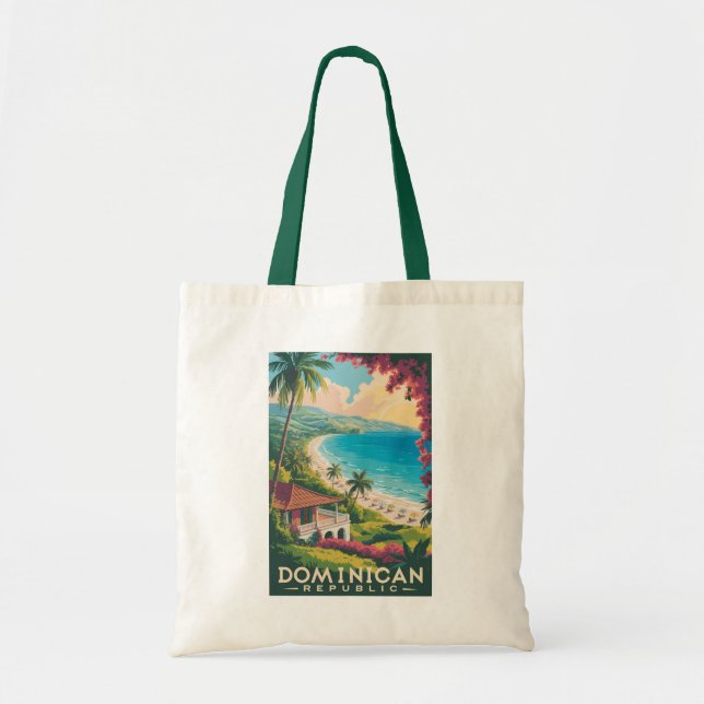 Dominican Republic Beach Illustration Travel Art Tragetasche (Vorne)