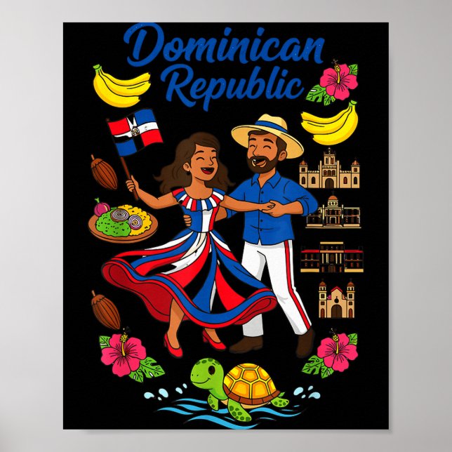 Dominican Republic Culture Dancing Travel  Poster (Vorne)