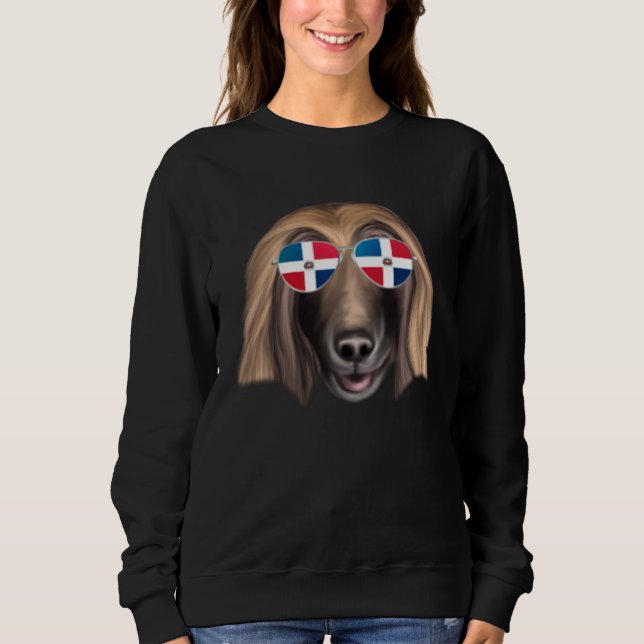 Dominican Republic Flag Afghan Hound Dog Pocket Sweatshirt (Vorderseite)
