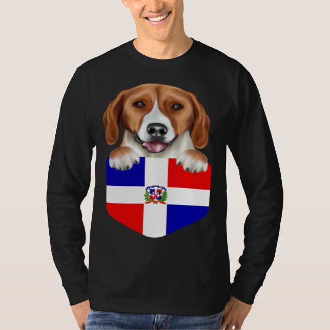 Dominican Republic Flag American Foxhound Dog In P T-Shirt (Vorderseite)