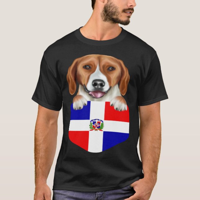 Dominican Republic Flag American Foxhound Dog In P T-Shirt (Vorderseite)