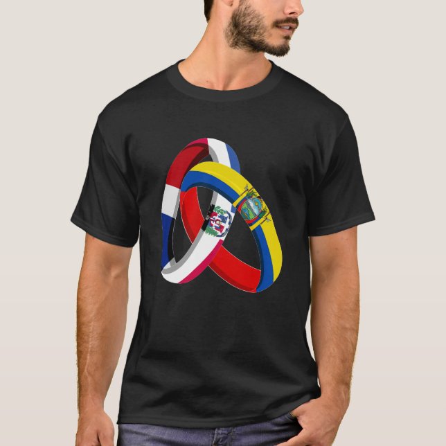 Dominican Republic Flag Ecuador Grown Ring Marriag T-Shirt (Vorderseite)