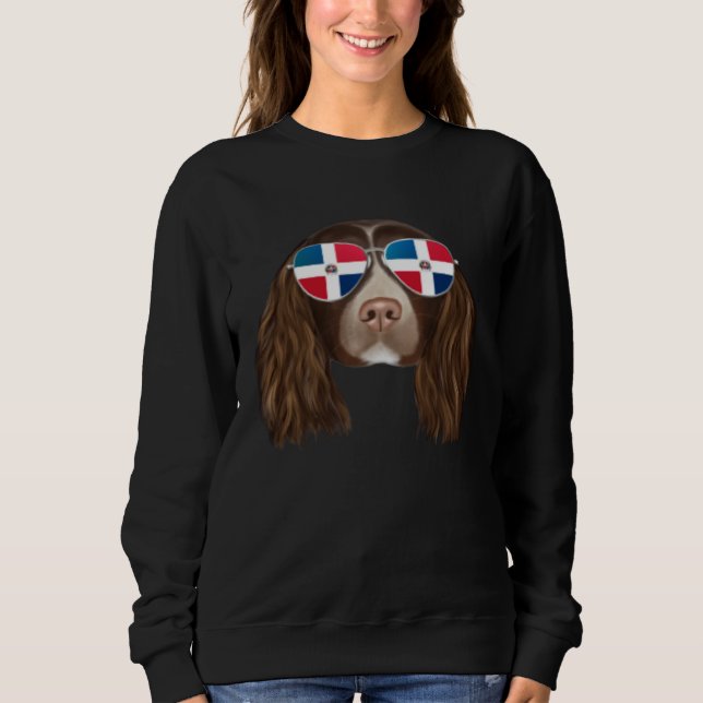 Dominican Republic Flag English Springer Spaniel D Sweatshirt (Vorderseite)