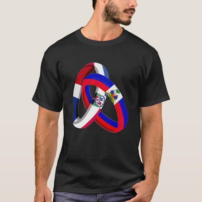 Dominican Republic Flag Haiti Grown Ring Marriage  T-Shirt (Vorderseite)